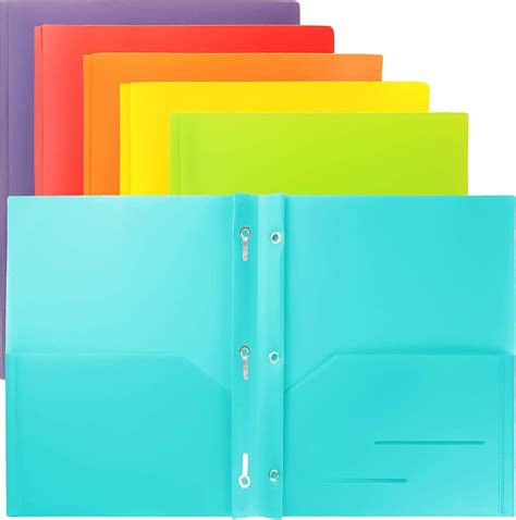 plastic pocket folder with brads.